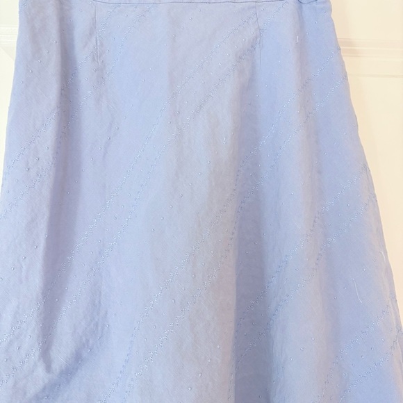 Vintage Ann Taylor Women’s Baby Blue Linen Blend Midi Skirt - Picture 6 of 9